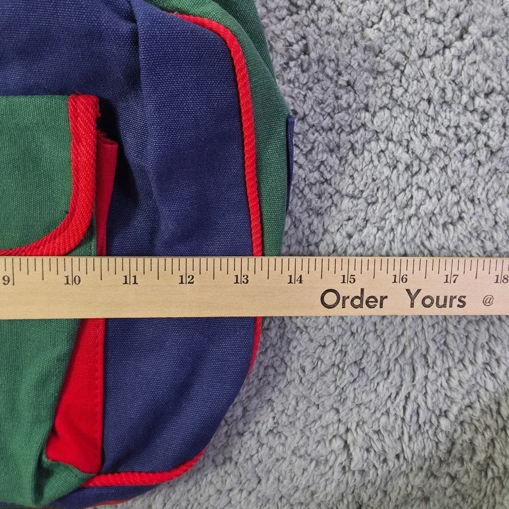 Moni Accessories Vintage Colorblock Canvas Backpack Navy Green Red Striped Strap